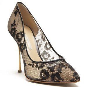 NEW Nicholas Kirkwood Black French Lace Sheer Mesh Floral Stiletto Heels Pumps 9